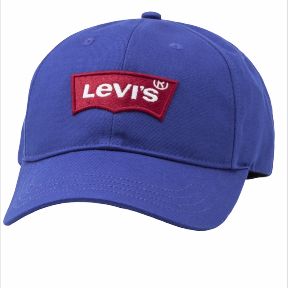 Levis Logo Mens Big Batwing Snap Back Blue Hat